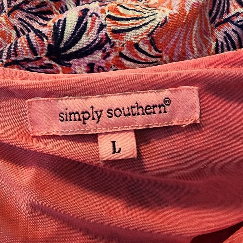 Simply Southern Pink and Navy Long Sleeve V-Neck Dress - Picture 11 of 12